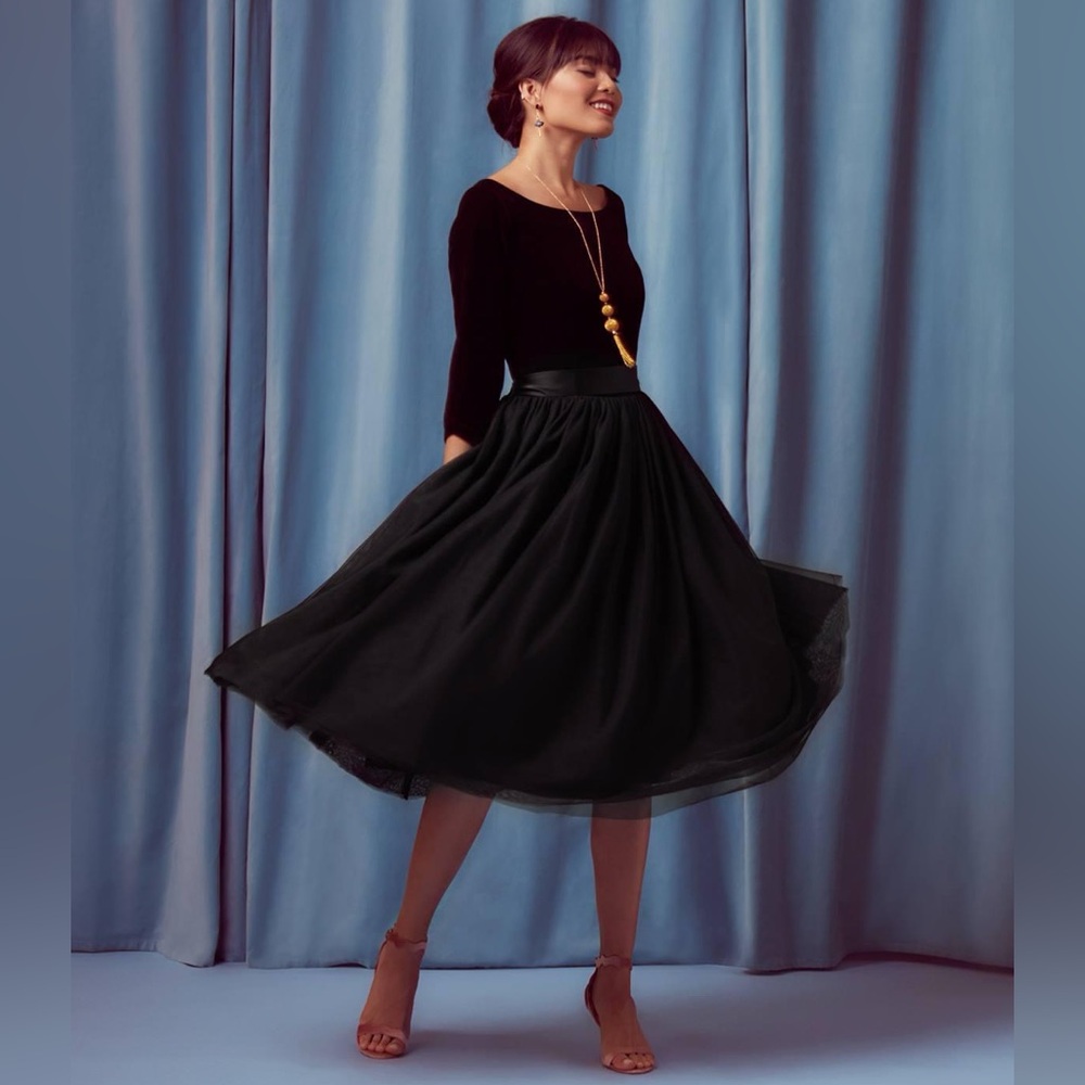 ModCloth Black Ballet Style Tulle Skirted Dress Size Small